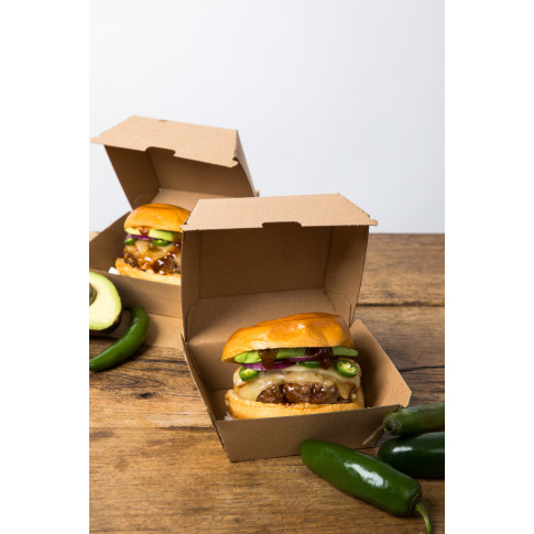 Boîte burger carton kraft brun    H80mm